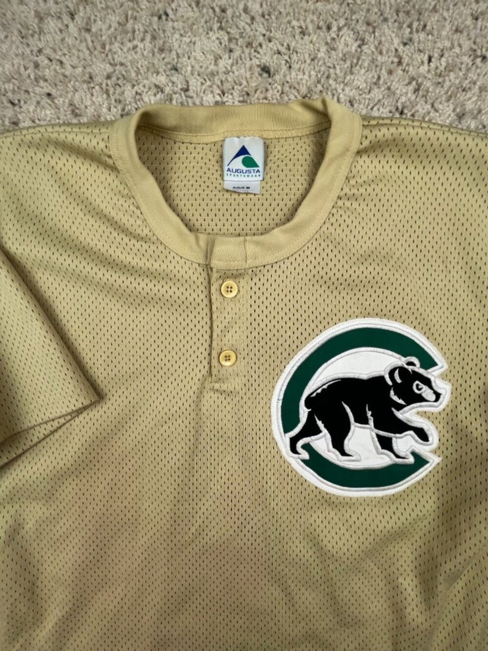 VTG Chicago Cubs Jersey USA MADE Augusta Sportswear Tag Beige Yellow Medium #5